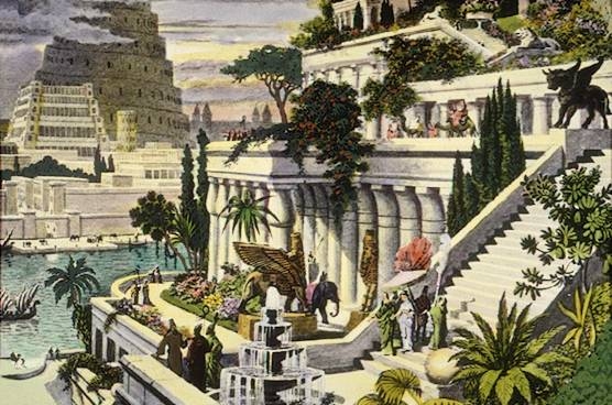  تصویری تخیلی از باغهای معلق بابل که در شمار عجایب هفتگانه جهان باستان است   